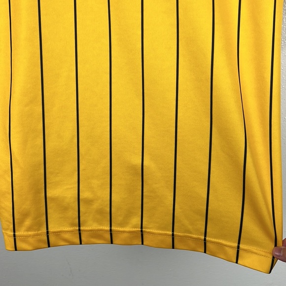 Official Sports Intl Polo Shirt Men Large Yellow Black Striped US Soccer Referee - Picture 10 of 11